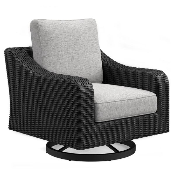  Beachcroft Outdoor Swivel Lounge, Black/Light Gray 