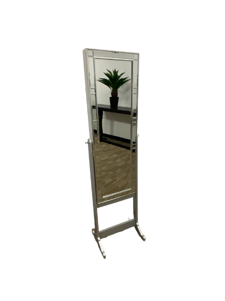 Jewelry Cabinet with Silver Lattice Pattern 