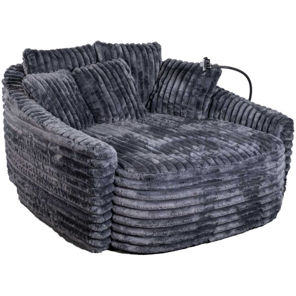 Presley Charcoal Chaise 