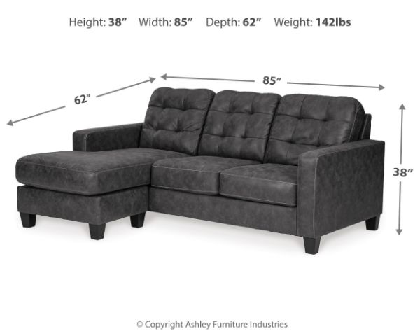  Venaldi Sofa Chaise, Gunmetal 