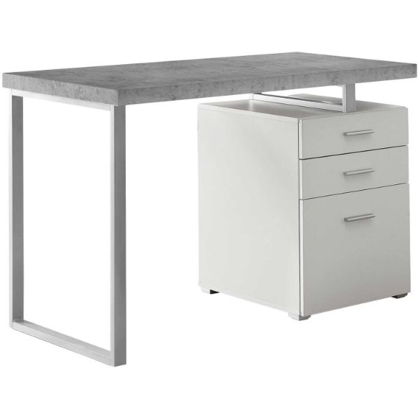 48" Grey and White 3-drawer Reversible Computer De