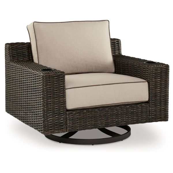  Coastline Bay Outdoor Swivel Lounge, Brown 