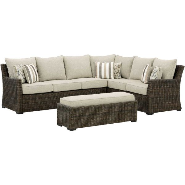 Brook Ranch 3 Piece Sectional with Bench 