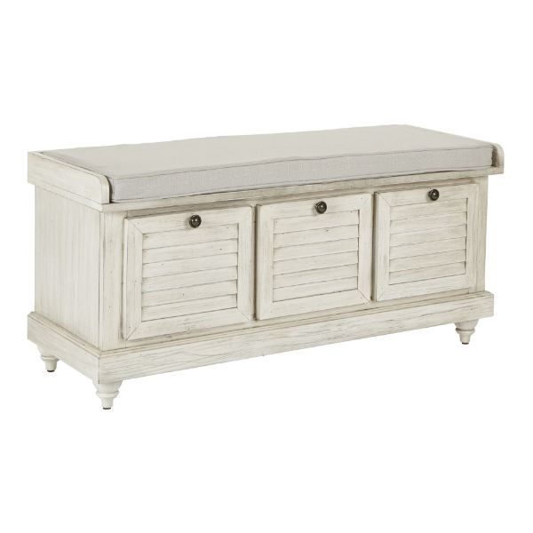  Dover Storage Bench, White Wash 