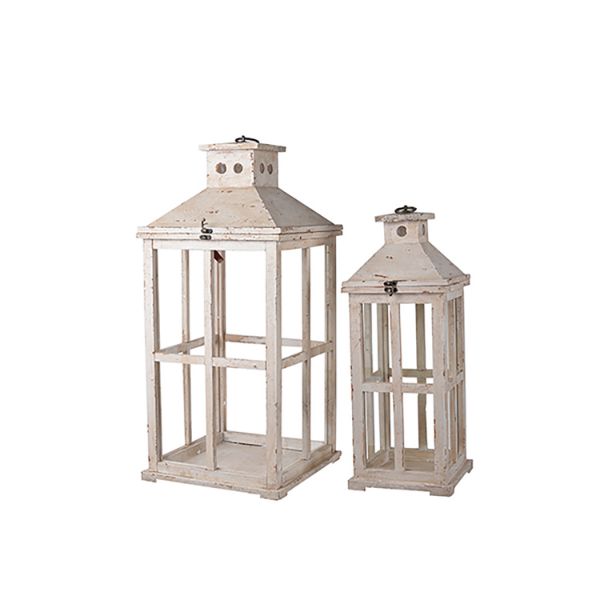 Set of 2 Antique White Lantern 