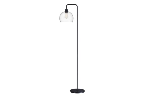 Metal Floor Lamp Bronze Finish Seeded Glass 