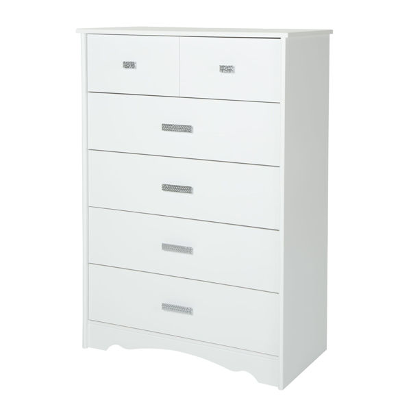 Tiara - 5-Drawer Chest, White 1 Tiara - 5-Drawer Chest, White