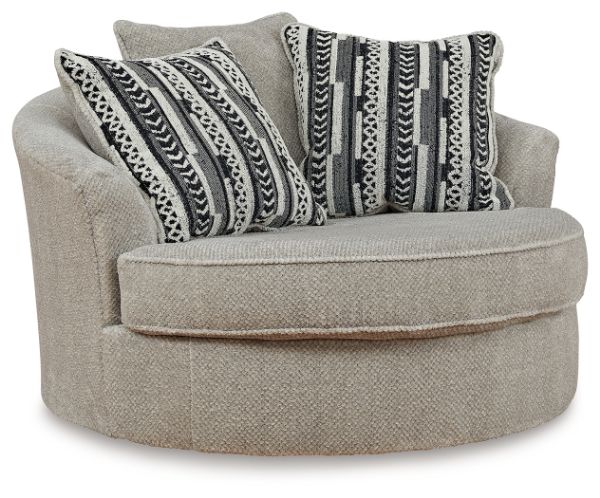  Calnita Oversized Swivel Accent Chair, Sisal 