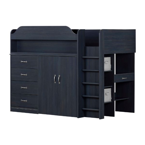  Asten - Twin Loft Bed with Desk, Blueberry 