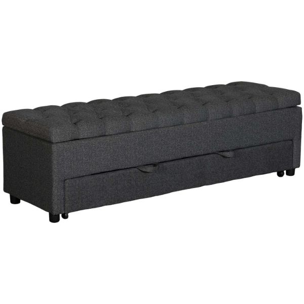 Ella Charcoal Gray Tufted Storage Bench 