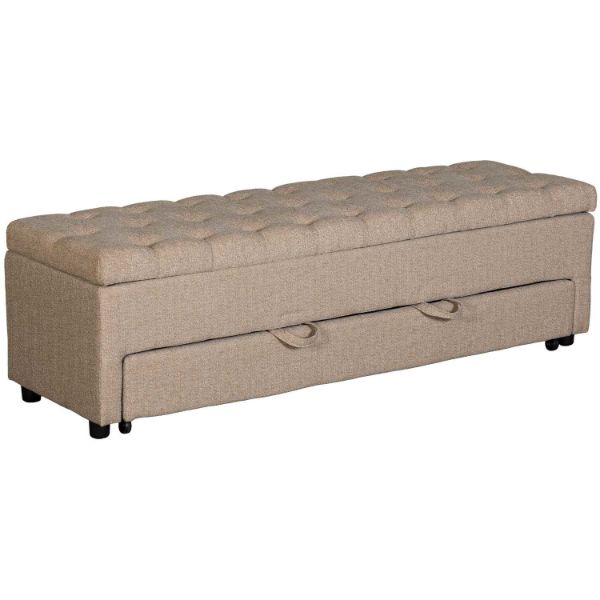 Ella BeigeTufted Storage Bench 