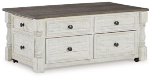  Havalance Lift-Top Coffee Table, White/Gray 