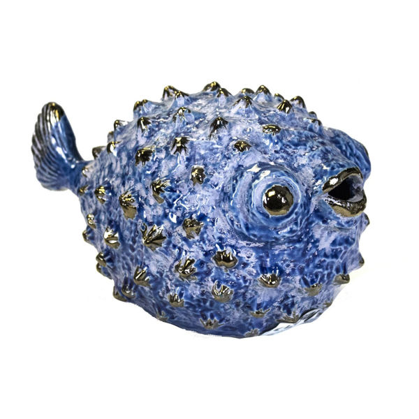 Blue Ceramic Puffer Fish 