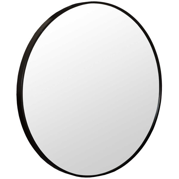 Round Black Aluminium Mirror 