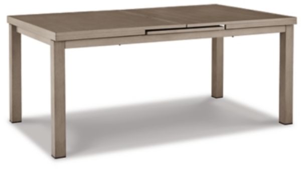  Beach Front Outdoor Dining Table with Leaf, Beige 