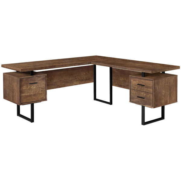 70" Brown L-Shape Computer Desk