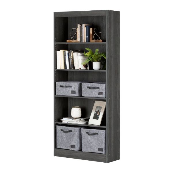 Axess Standard 5-Shelf Bookcase Gray Oak 