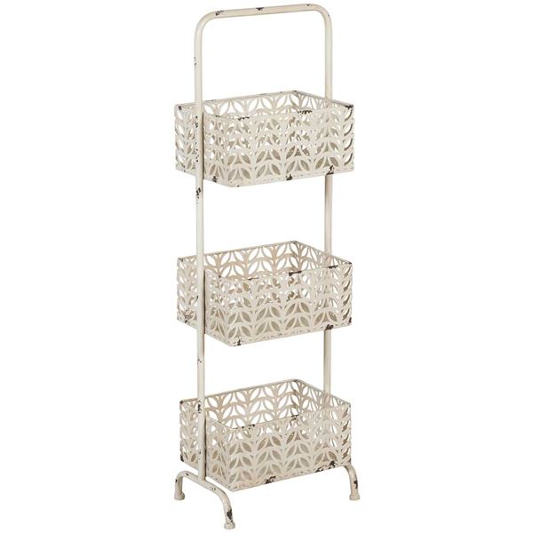White Three Tier Metal Basket 