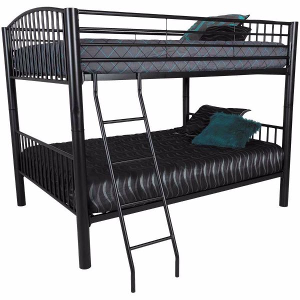 Full Over Full Black Bunk Bed with Ladder 