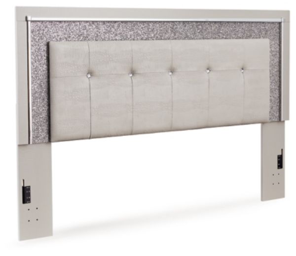  Zyniden King Upholstered Panel Headboard, Silver 