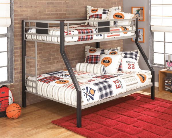  Dinsmore Twin over Full Bunk Bed, Black/Gray 