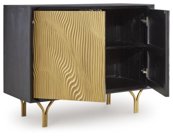  Tayner Accent Cabinet, Black/Gold Finish 