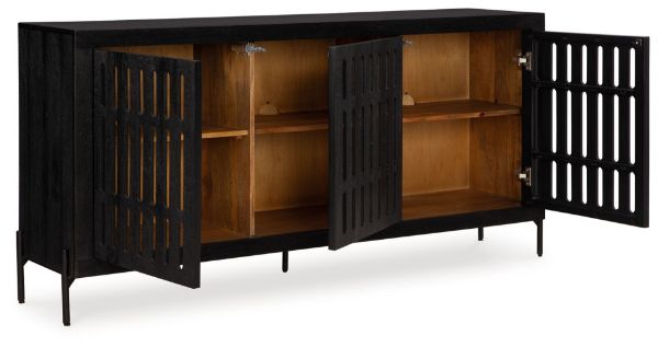  Vallisburg Accent Cabinet, Black/Natural 