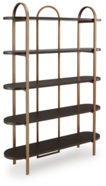  Brentmour Bookcase 72", Brown/Gold Finish 