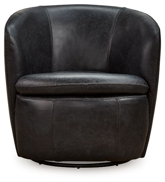 Kierreys Leather Swivel Chair, Midnight 