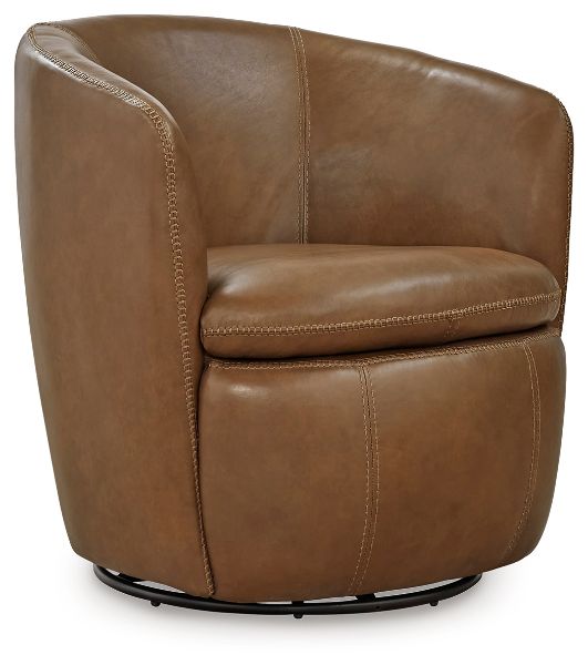  Kierreys Leather Swivel Chair, Caramel 