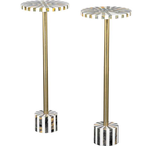 Gray and White Swirl 2PC Side Tables 