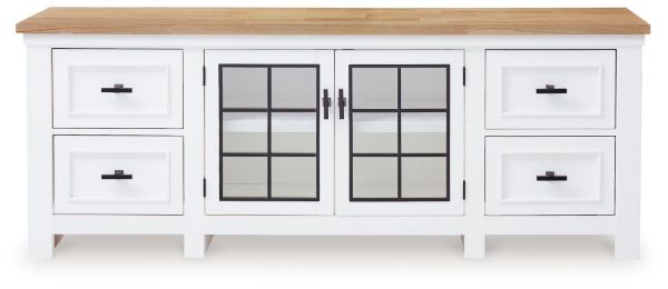  Ashbryn TV Stand 74", White/Natural 